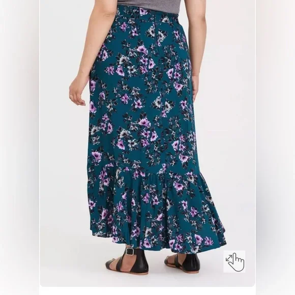 Torrid Floral Ruffle high/low Hem Skirt - Picture 3 of 8